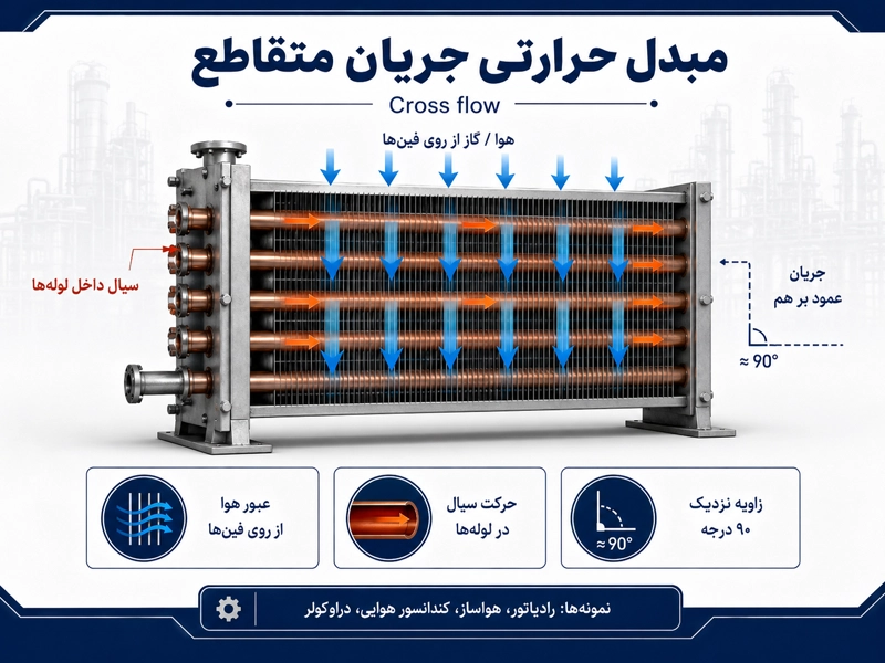 جریان عمودی یا متقاطع در مبدل حرارتی